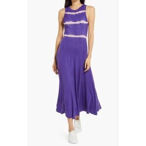 Ninety Percent Women Tie Dye Stripe Maxi Dress Small Purple Open Back NWT